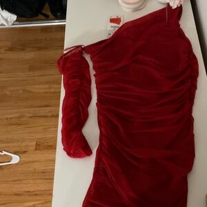 Zara One Shoulder Red Dress
